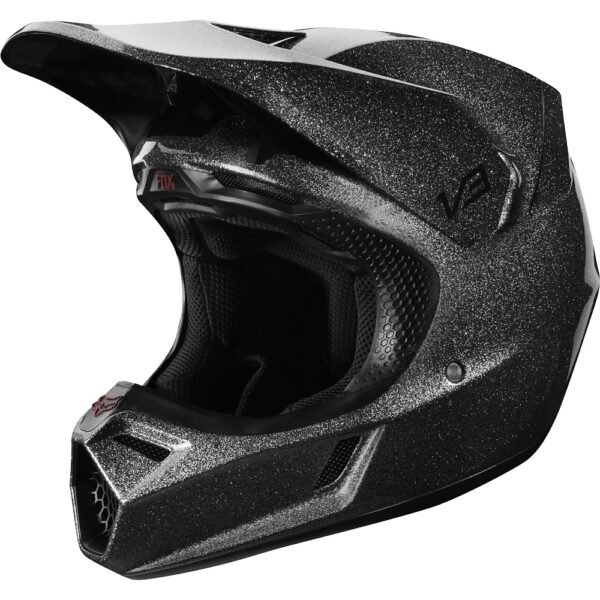 Casco Moto V3 Baz Negro Brillante Fox. - Imagen 2